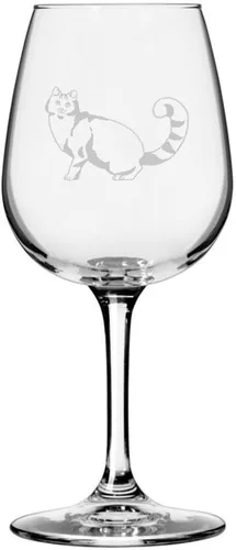 Vista 127 de Copa de vino de 12.75 onzas con temática de gato abisinio grabada para todo uso