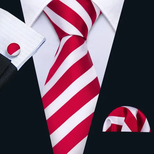 Vista 9 de Barry.Wang Juego de corbatas para hombre, corbata de seda a rayas, tejido a cuadros, gemelos formales, negocios, boda