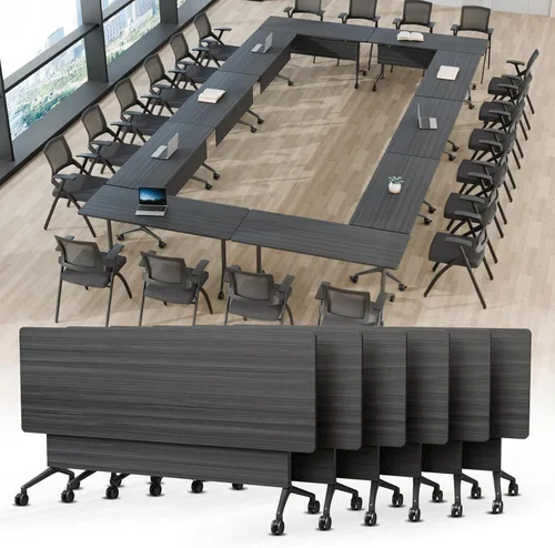 Vista 9 de Mesa de conferencias plegable, mesa de sala de conferencias con ruedas, mesa de conferencias plegable modular, mesas de reuniones de entrenamiento