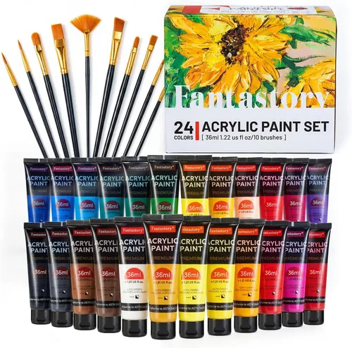 Vista 14 de Fantastory Juego de pintura acrílica metálica de 12 colores de 2 fl oz