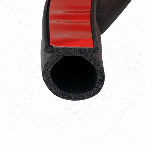 Vista 2 de Junta de puerta con forma de D, 0.59" de alto x 0.47" de ancho, resistente a la intemperie, color negro, hueco