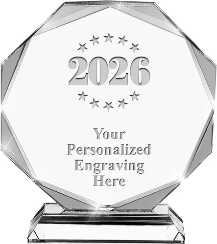 Vista 14 de Premio de cristal personalizado de 6.75 pulgadas con grabado - Premios de trofeos personalizados