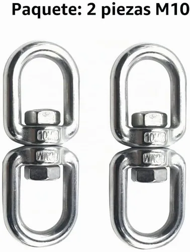 Vista 2 de Lependor Gancho giratorio de acero inoxidable 304 de doble extremo, grillete giratorio ojo a ojo, accesorios de conector de anillo de doble extremo