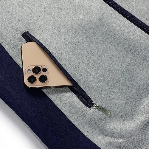 Vista 7 de Guanzizai Conjunto deportivo casual de manga larga para hombre, conjunto deportivo con cremallera completa, chaqueta deportiva y pantalones