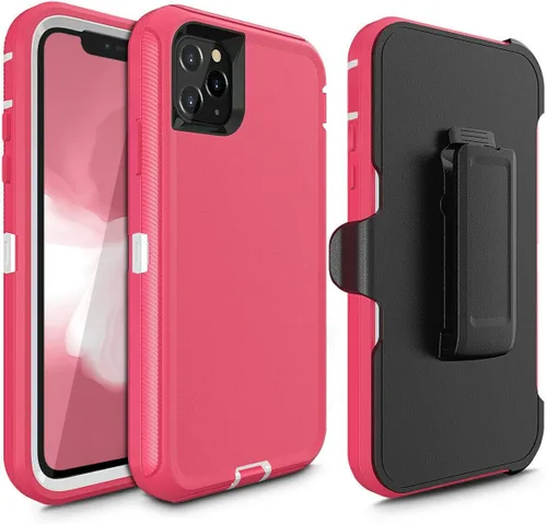 Vista 13 de Funda protectora híbrida a prueba de golpes, diseño de doble capa, cubierta dura compatible con 11 Pro Max (clip+negro-gris)