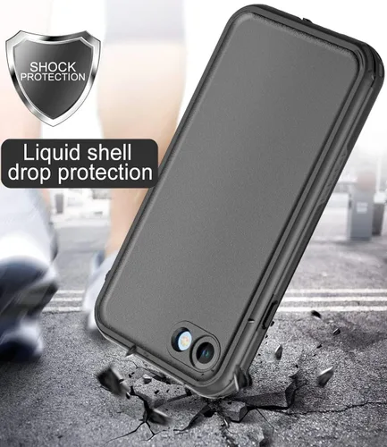 Vista 4 de Funda impermeable para iPhone SE, protector de pantalla integrado totalmente sellado, a prueba de golpes, a prueba de nieve, funda protectora