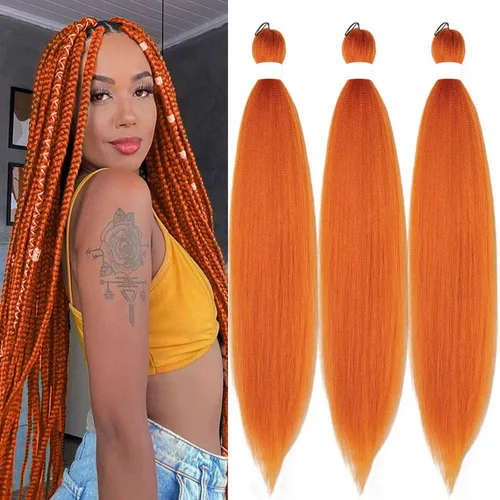 Vista 60 de Pelo trenzado corto 1B negro preestirado Extensiones de pelo trenzado para niños para trenzas de caja sin nudos, pelo trenzado preestirado de 16