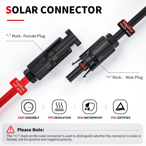 Vista 2 de ELECTOP Conector de panel solar a cable adaptador de CC de 0.315 in, enchufe de alimentación de CC de 6 pies con convertidor de 0.217 x 0.098 in