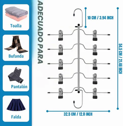 Vista 3 de Paquete de 3 perchas para faldas que ahorran espacio, colgador de falda de 3 paquetes de perchas de metal para faldas