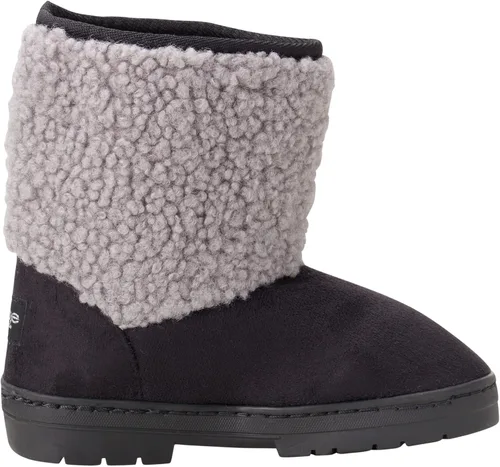 Vista 3 de bebe Botas de invierno para niñas, botas de microgamuza con puños de piel sintética de oveja, Negro