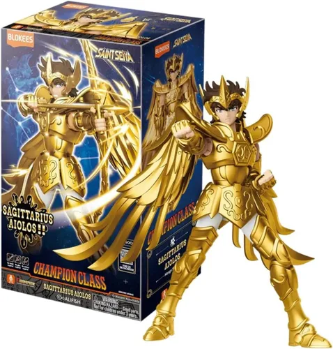 Vista 2 de Blokees Saint Seiya Champion DC Sagitario Aiolos - Kit de modelo de figuras coleccionables 15cm Figure, 30cm Wingspan, 50-Point Articulation