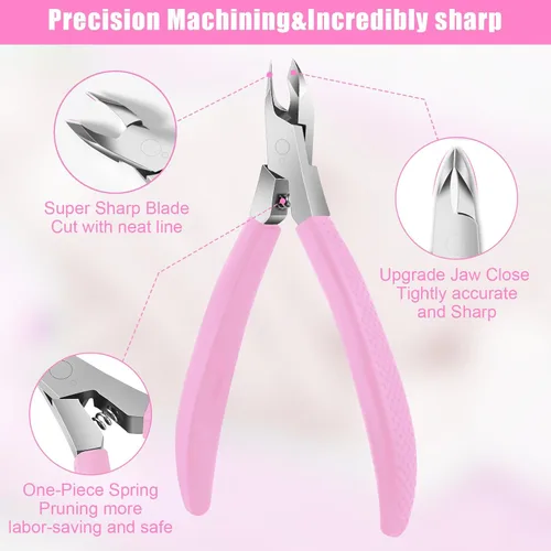 Vista 2 de Diesisa Cortadora de cutículas, extremadamente afilada, cortacutículas para uñas con mango de silicona, antideslizante, cortador profesional
