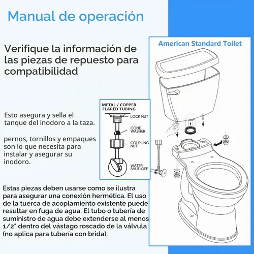 Vista 6 de Kit de junta de tanque a tazón de inodoro RAINGOWN para estándar americano, parte de inodoro Champion 4 AS738756-0070A, kit de reemplazo de tanque