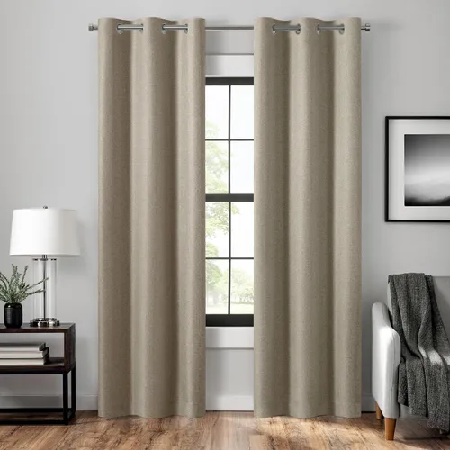 Vista 12 de Eclipse Claire Magnitech Cortina 100% opaca con ojales, panel de cortina para ventana, cierre magnético sin costuras para dormitorio, sala de estar