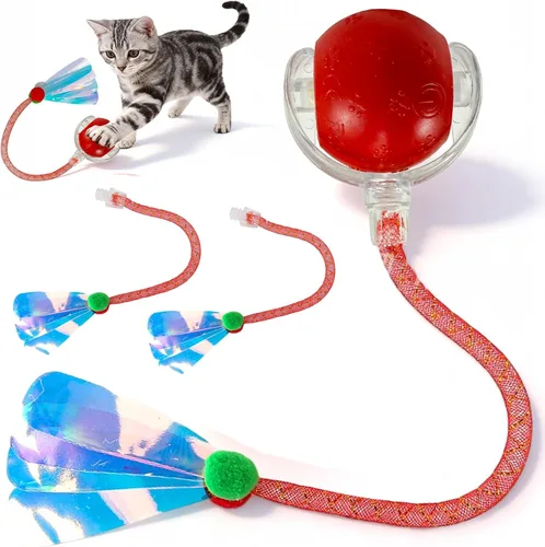 Vista 11 de Rocfish Juguetes interactivos para gatos de interior, bola de persecución automática inteligente para gatos (Naranja-N)