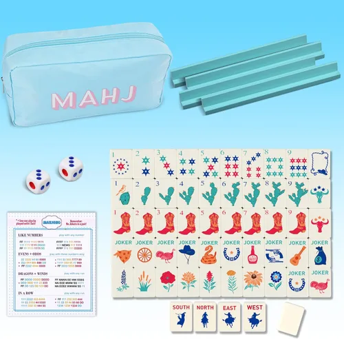 Vista 22 de Soulchen Mini juego de azulejos Mahjong americanos para viajes, viajes