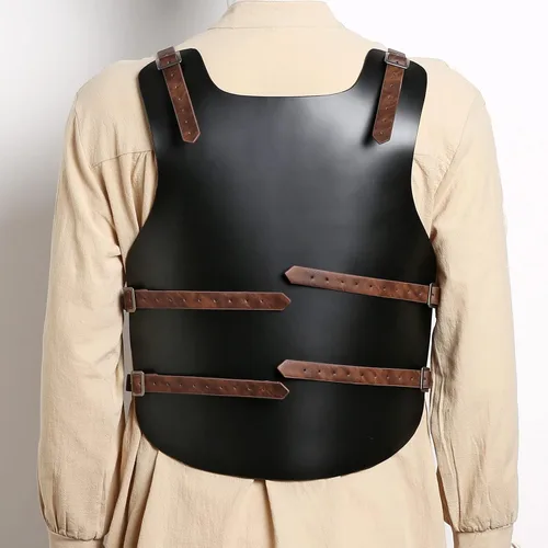 Vista 7 de HZMAN Viking Warrior Chest Armor Medieval PU Leather Vest Leather LARP Medieval Armour for Party Cosplay Halloween