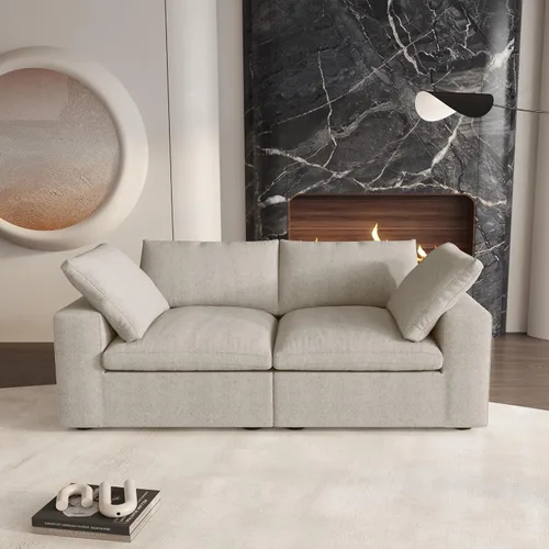 Vista 13 de Cloud - Sofá modular convertible de 80.3 pulgadas en forma de L para sala de estar con otomana de almacenamiento, sofás profundos minimalistas