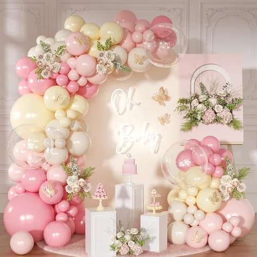 Vista 15 de Kit de arco de globos azul empolvado, 126 piezas, kit de guirnalda de arco de globos azul claro y blanco, incluye globos de macarón para bodas