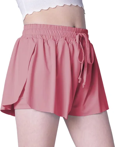 Vista 4 de Pantalones cortos fluidos con diseño de mariposa para niñas, pantalones cortos deportivos para niños pequeños y jóvenes con forro 2 en 1