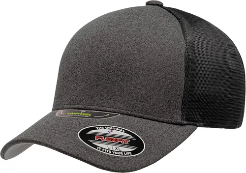 Vista 8 de Flexfit Melange Unipanel Trucker Cap Negro