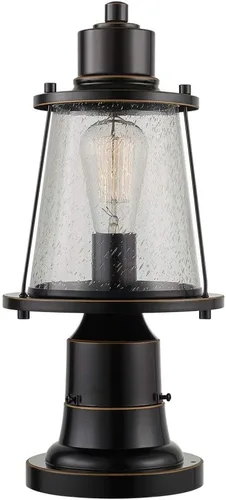 Vista 11 de Globe Electric 44384 Lámpara de poste de lámpara para exteriores con adaptador de base, negro mate, inserciones de vidrio transparente, iluminación