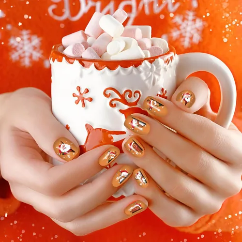 Vista 5 de 12 hojas de calcomanías de Navidad para uñas, tiras de esmalte de uñas, autoadhesivas, diseño de Papá Noel, árbol de Navidad, copo de nieve con 2