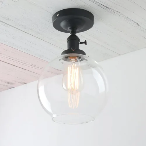 Vista 6 de PERMO Lámpara de techo vintage con 1 lámpara colgante con cristal transparente de globo de 7.9 pulgadas (cepillado)