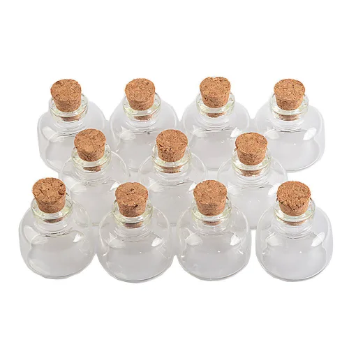 Vista 12 de 12 botellas de corcho de vidrio transparente de 0.1 fl oz, frascos de vidrio, frascos de almacenamiento vacíos, botellas de deseos decorativas