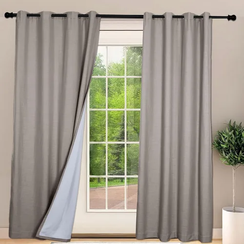 Vista 33 de Frelement Cortinas opacas extralargas de 108 pulgadas de largo, para sala de estar, cortinas de lino con bloqueo de luz, cortinas con aislamiento