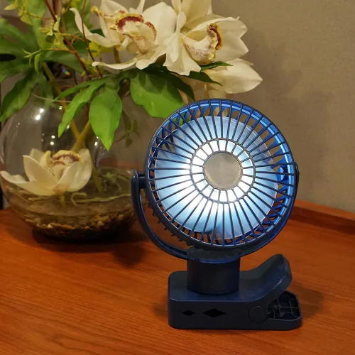 Vista 6 de Limitless Breezie - Ventilador portátil con luz LED y banco de energía de 8,000 mAh (azul marino)