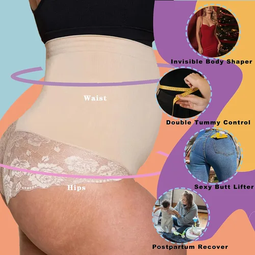 Vista 5 de Ropa moldeadora para mujer con control de abdomen cintura alta moldeadora sin costuras con encaje