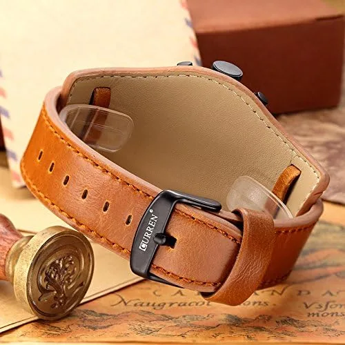Vista 4 de CURREN Reloj de pulsera deportivo impermeable con correa de cuero para hombre 8225, Classic