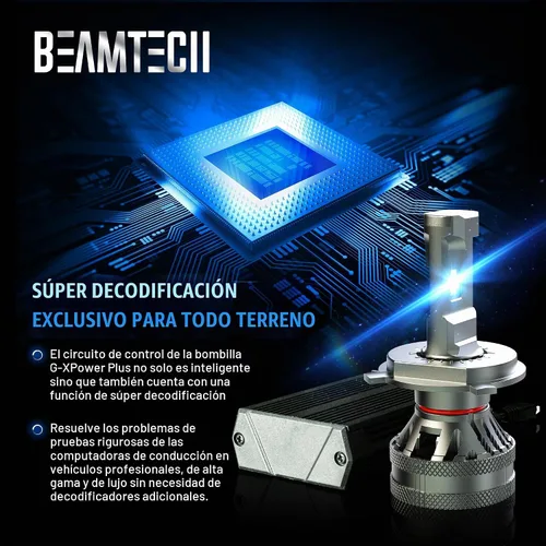 Vista 4 de BEAMTECH Bombillas H4, G-XP Chips Canbus Ready 600% más brillante 6500K luz