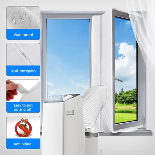 Vista 3 de Kit de sellado de ventana de aire acondicionado portátil, protectores de intercambio de aire de parada de aire caliente con cremallera de 158
