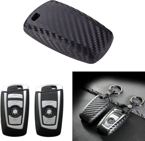 Vista 7 de x xotic tech Carcasa para llavero con patrón de fibra de carbono, color negro brillante, compatible con BMW 1 2 5 7 M Series X1 X3 X4 X5 X6 X7 Z4 M3
