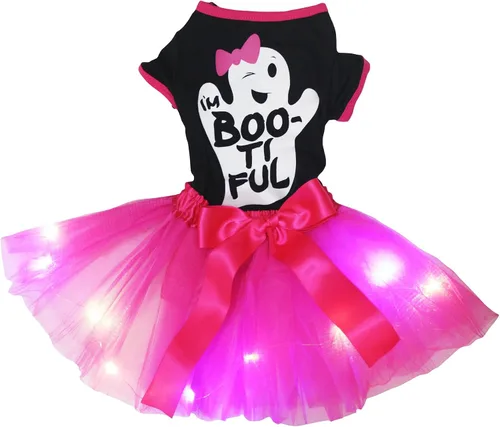 Vista 7 de Petitebella Vestido para perro cachorro con tema de Halloween (huesos/blanco, XS)