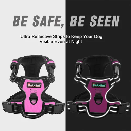 Vista 140 de BARKBAY - Arnés para perro sin tirones con clip frontal, material resistente y reflectante, asa de fácil control para pasear perros grandes