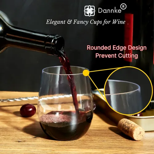 Vista 3 de 48 copas de vino de plástico sin tallo, vasos de fiesta desechables transparentes de 12 onzas para fiestas, vasos de vino