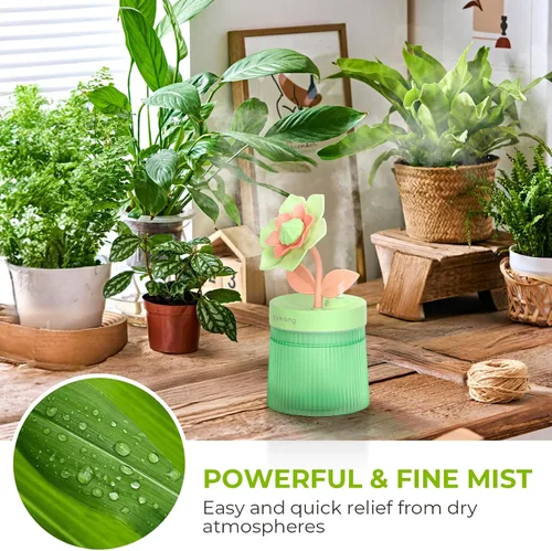 Vista 5 de Mini humidificador de flores bonitas, humidificadores de escritorio pequeños de niebla fría, humidificadores portátiles de escritorio personal USB