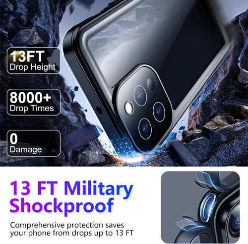 Vista 117 de Temdan - Funda impermeable diseñada para iPhone 12, protector de pantalla y cámara integrado IP68 bajo el agua, cuerpo completo, a prueba de caídas