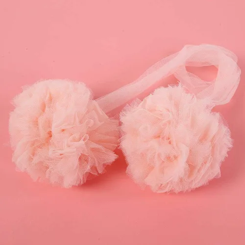 Vista 3 de Bola de red para bebés, bolas de flores colgantes para cama, accesorios para cuna, decoración colgante de pared (rosa)