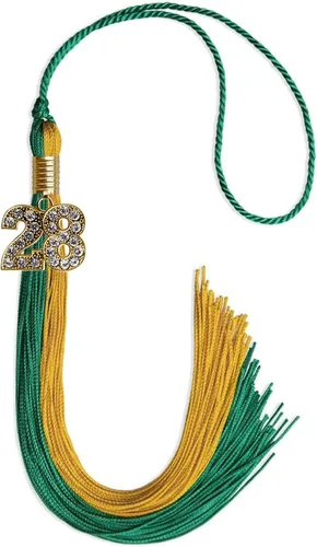 Vista 133 de Endea Graduation Borla de doble color con dije dorado (negro/oro brillante, 2022)