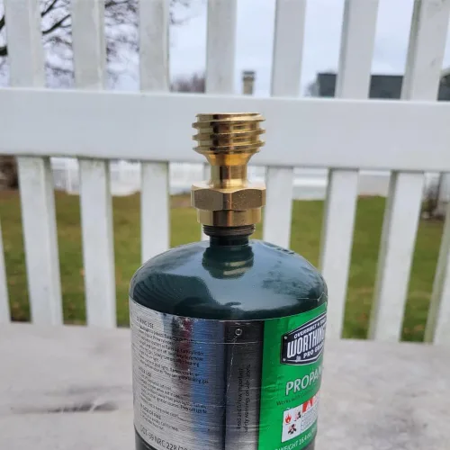 Vista 4 de Hooshing Adaptador de propano de 1 libra para cilindro desechable desechable, adaptador de tanque de propano de 1 lb a 20 lb para parrilla