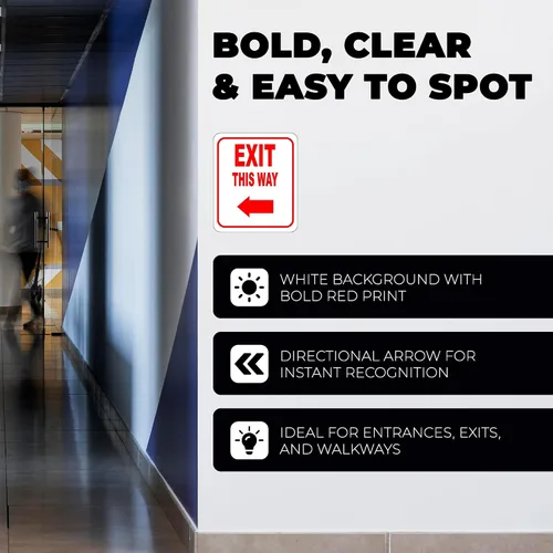 Vista 4 de Exit This Way - Señal de flecha izquierda - Señal de dirección para salida, letreros de aluminio para negocios, señalización de bar, cafetería