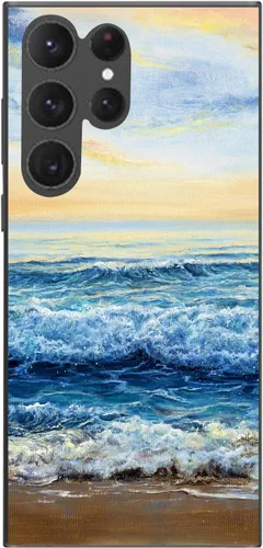 Vista 6 de Blingy's Funda para Samsung Galaxy S23 Ultra, divertido diseño escénico de playa, pintura del océano, arte de naturaleza, paisaje, funda protectora