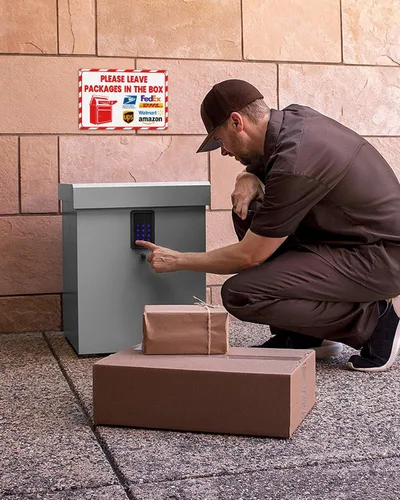 Vista 18 de ALKB - Letrero de entrega de paquetes de 8 x 12 pulgadas, entrega todos los paquetes aquí Letrero de aluminio libre de óxido para porche, puerta