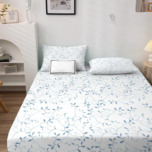 Vista 2 de Sábanas para plantas tamaño individual, sábanas botánicas de hojas, sábanas y fundas de almohada estampadas de 3 piezas, sábana bajera ajustable