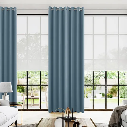 Vista 132 de KOUFALL Cortinas de Baño Aqua para Ventana, Juego de 2 Paneles Decoración Costera Cortinas Cortas Opacas para Ventana Pequeña de Cocina Puerta