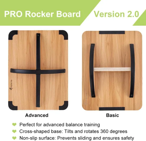 Vista 3 de StrongTek Tabla de Equilibrio de Madera Profesional, Tabla Basculante, Accesorio de Escritorio de Pie de Madera, Tabla de Equilibrio para Debajo